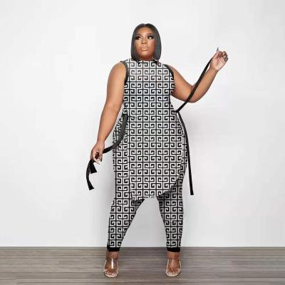 China Plus Size Women Clothing Geometric Pattern Print Plus Size Womens Two Piece Pants Set 2022 New Arrivals for sale