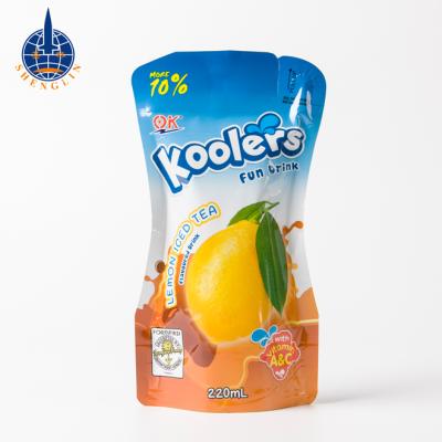 China Safety Patent Plastic Stand Up Pouch Manual Liquid Fruit Juice Spout Filling Bag Packaging With Straw Inside for sale