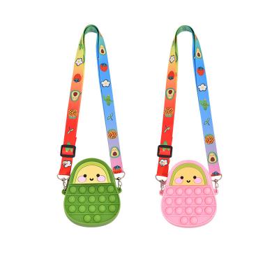 China Wholesale Silicone Material Food-safe Push Bubble Popi Sensory Toys Shoulder Bag Stir PurseToy Avocado Popis Cross - Body Bags Messenger Handbag for sale