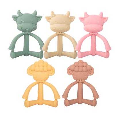 China Baby Food Safe Food Grade Silicone Material Teething Molar Toy Teethers Babi Silicon Teether Sheep Teether Wrist Toys for Soothing Babies Newborn for sale