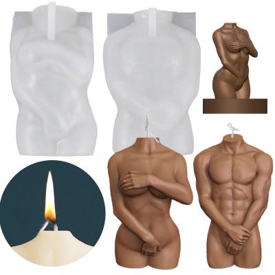 China Viable Free Sample Male Female Body Shape 3D Silicone Candle Mold Perfume Candle Making Wax Mold Silicona Para moldes velas for sale