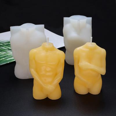 China Viable 3d body shape silicone candle molds male and female design moldes de silicona para velas diy candle making soap cake decoration for sale