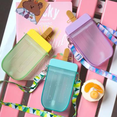 China Fashion Popsicle Shape Purse Juice Drinking Cup Ice Cream Bag Drinking Purse With Straw Plastic Liquid Water Bottle Beverage Clip Cute for sale