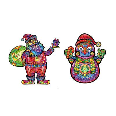 China DIY Kids Educational Christmas Tree Wooden Jigsaw Puzzles Christmas Animals 3D Toys Puzzle DIY Wooden Toy for sale