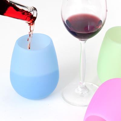 China Viable Silicone Unbreakable Wine Glass Drinking Red Wine Water Cup Silicon Tumbler Cups Anti-fall Reusable Wine Glass Cup for sale