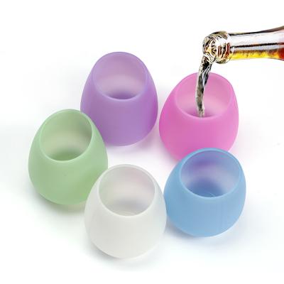 China Unbreakable Reusable Glass Water Folding Cup Food Grade Silicone Wine Water Viable Cup Juice Drinking Cups For Outdoor Travel Party for sale