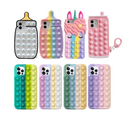 China Popi Bubble Fidget Phone Case Luxury Silicone Push Back Case 2021 Anti-fall Protective Phone Case Cover For iPhone 13 pro 6 7 8 Max X XR for sale