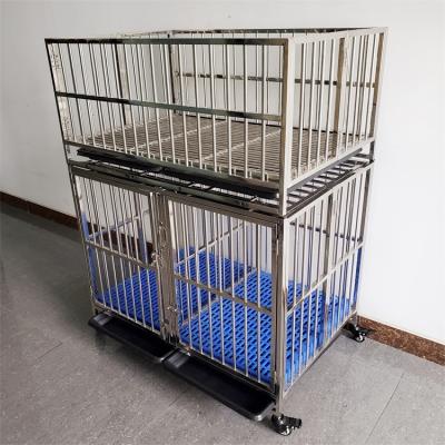 China Breathable Customizable Folding Puppy Crate Heavy Duty Collapsible Dog Cage Kennel Double Door Stainless Steel Large Dog Cage for sale