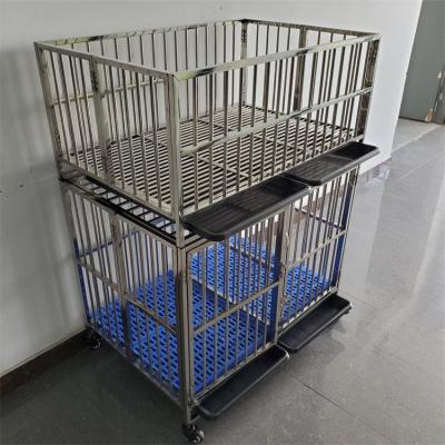 China Customization Breathable Dog Cage Stainless Steel Good Quality Heavy Duty Dog Cage With Wheels for sale