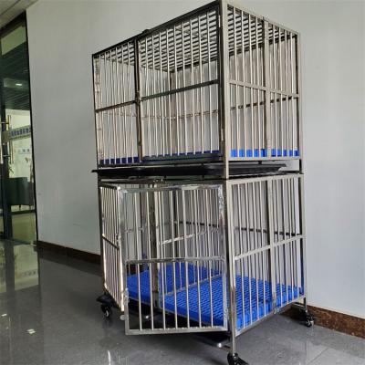 China Breathable Steel Dog Carrier Three Doors Double Layer Folding Professional Heavy Duty Kennel Outdoor Large Cage for sale