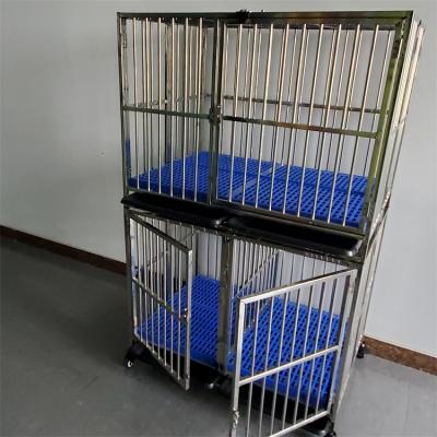 China Outdoor Breathable Steel Folding Double Layer Three Doors Dog Kennel Cages For Dog Establishments for sale