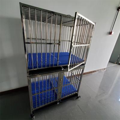 China Breathable Steel Double Layer Three Doors Pet Folding Heavy Duty Dog Kennel Luxury Kennel for sale