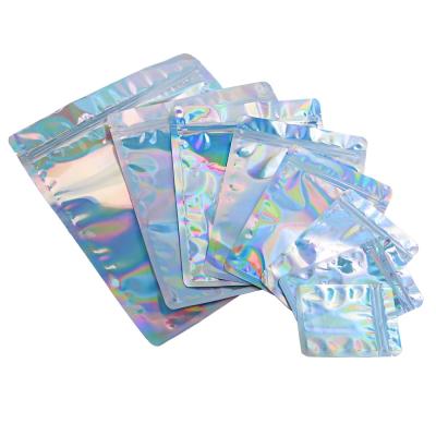 China 4*6 Inch Mylar Moisture Proof Hologram Bags Clear Front Back Zipper Aluminum Foil Packaging Bag For Consumer Electronics Food Snacks for sale