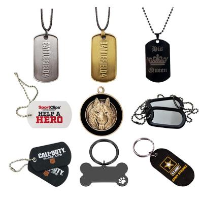 China China Custom Double Sides Bulk Cheap Brass Tag Design Dog Key Chain Collars Branded Metal Army Titanium Personalized Dog Tag for sale