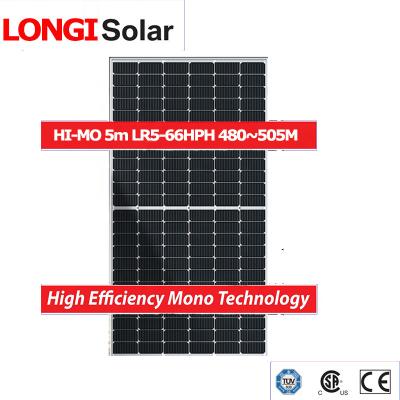 China Longi Lr5-66hph 480w 485w 490w 495w 500w 505w Motorize Solar Panel Black Power Solar System LR5-66HBD for sale