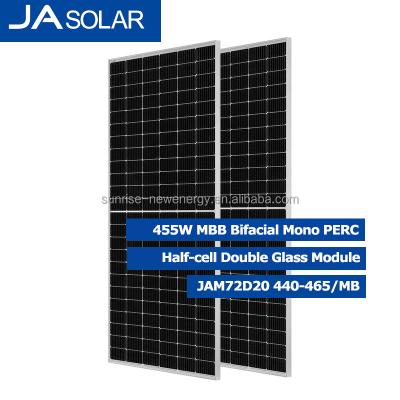 China JAM72D20MR Solar Panel JAM72D20MR 440-465W PERC Half-Cell JA Double Cell Mono Bifacial Glass PV Module Solar Panel For Solar System JAM72D20MB 440-465 for sale