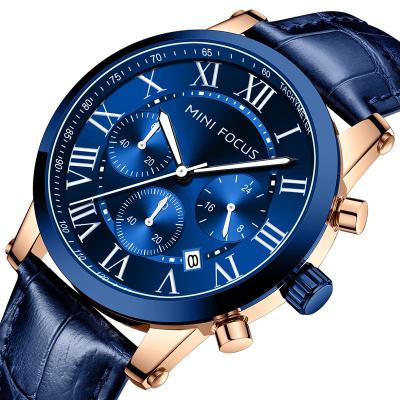 China 2022 Chronograph Watch Mini Focus Leather Band Wrist Watch for Men's Chronograph Luminous Watch Homme for sale