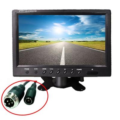 China Mini 9 Inch DC12V 24V 1024*600TFT Remote Control Desktop LCD Screen Car View Monitor 4pin Aviation Male For Bus Reverse for sale