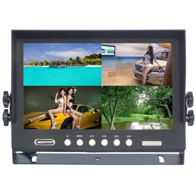 China RGB Quad Monitor 9 Inch TFT LCD Color Car Monitor 12V24V For Reversing Back Rear View Display On Dash Car Bus Truck Fleet Management for sale