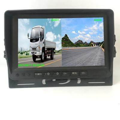 China 12V 24V 1080P Monitor 7 Inch 720P DVR Remote Control Recording 2CH Split Car Video TFT LCD Monitor CVBS Quad Image Car Screen For Truck Tractor for sale