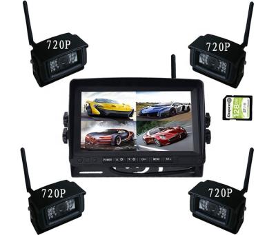 China 7 Inch 720P AHD DVR Kit 7 Inch 720P AHD DVR Recording Monitor 4 Cameras Wireless Waterproof Vehicle Cameras IP69 RGB 4CH Truck Camera Backup Camera for sale