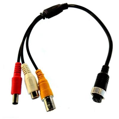 China Camera Factory Price M12 4 Pin Aviation Head Female to BNC/RCA/DC CCTV Camera Car Monitor AV Connector Cable Wire with Video-Audio for sale