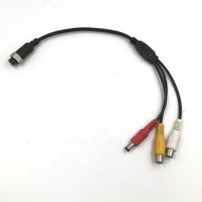 China Camera 2 OEM ODM 4pin Aviation Cable To RCA AV Cable Power Video 12V Adapter Audio Cable For Dvr Wiring Car Monitoring for sale