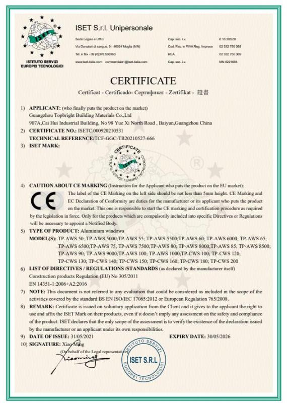 CE - Guangzhou Topbright Building Materials Co., Ltd.