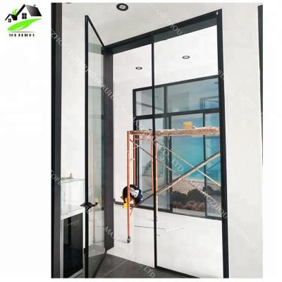 China Modern Philippines Price Commercial Frosted Exterior Entrance Aluminum Casement Double Glass Front Door With Mosquito Net for sale