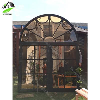 China High quality magnetic screen lowe tinted large gill aluminum frame arch windows tempered glass design for sale