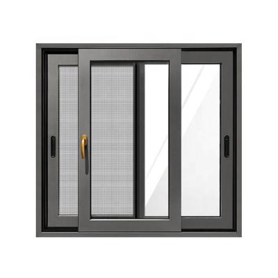 China Residential 2/3 Screen Magnetic Tracks Aluminum Sliding Laminated Glass Windows With Inserted Blinds for sale