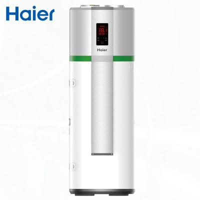 China Hotel Haier Enamel Monoblock R290 Water Tank Air Source System Inverter All In One Heat Pump Water Heater Heatpump for sale