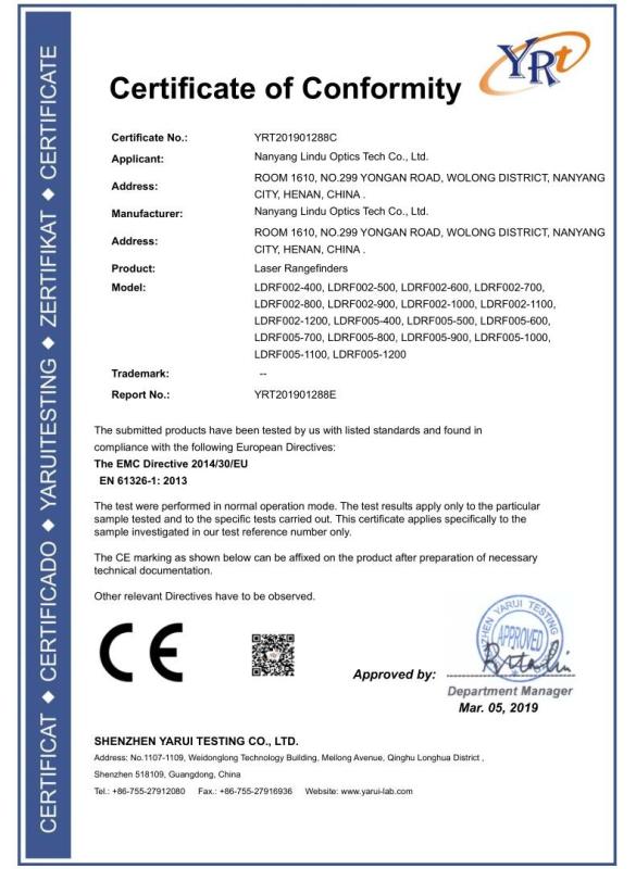 CE - Nanyang Lindu Optics Tech Co., Ltd.