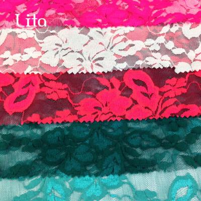 China Stretch Lita M1341 Lace Fabric Nylon / Spandex Tripe Knitting Fabric For Garments for sale