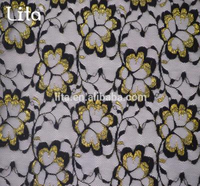 China Indian Popular Golden Dobby Lita J3066 Flower Decoration Lace Fabric For Traditional Clothing for sale