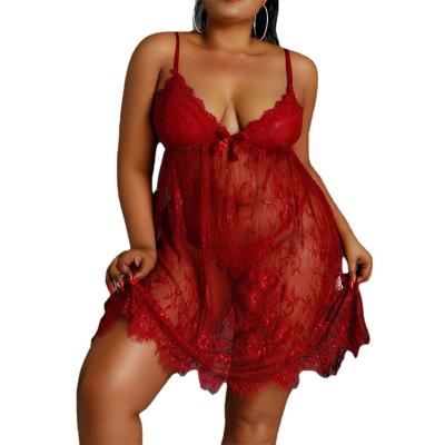 China 2022 European and American breathable plus size sexy pajamas lace up nightgown for sale