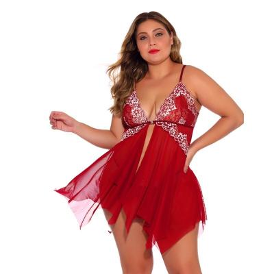 China 2022 European and American breathable plus size sleepwear lace sexy nightgown for sale