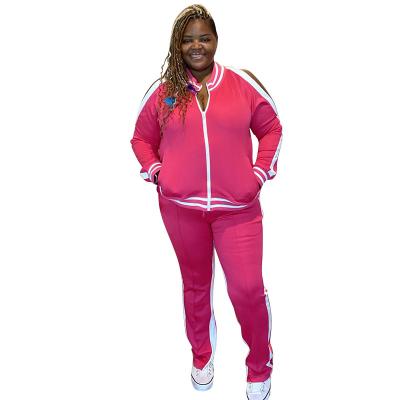 China 2021 Fashion Solid Color Women's Breathable Two-piece Suit Casual Sports Wear Plus Size Women Tracksuit for sale