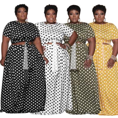 China Breathable African Women Round Stitch Fashion Leisure Set Two Piece Women's Plus Size Dress for sale