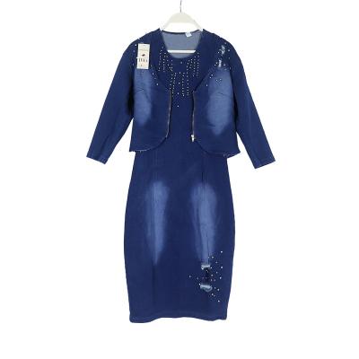 China Breathable African Jacket And Denim Suit Skirt Stretch Cotton Woman Denim Dress for sale