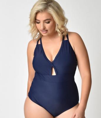 China 2022 Europe and America breathable women plus size swimwear swimsuit one-piece beachwear for sale