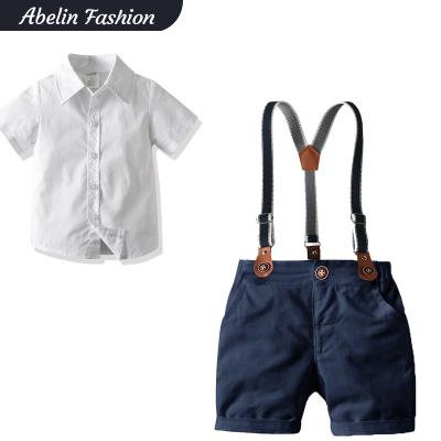 China Formal Boys Formal Gentlemen Suit For Wedding Write Short Shirt Jean Pants Two Piece Sets for sale