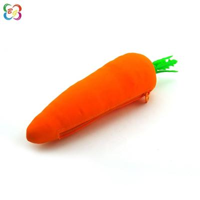 China Schools & New Offices Fashion Carrot Shape Silicone Rubber Student Pencil Case Pen Gift Box for sale