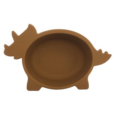 China 2021new arrivals BPA dinosaur dinner bowls waterproof silicone free feeding bowls for sale