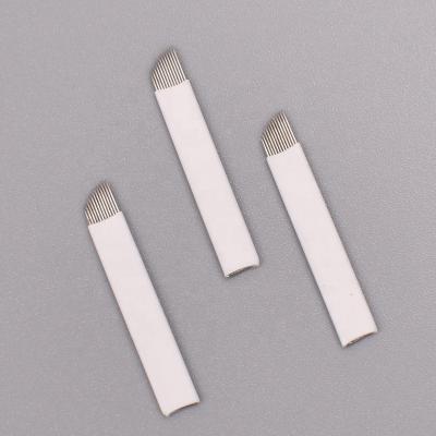 China 12F and 14F white microblading disposable eyebrow blades use permanent tattoo micro stroke permanent makeup manual eyebrow for sale