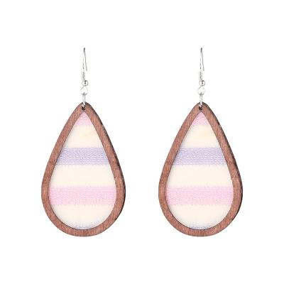 China TRENDY Women's Jewelry Wooden Fashion + Soft Earring Wedding Party Pu Drop Earrings Light Color Trendy Christmas Gifts for sale