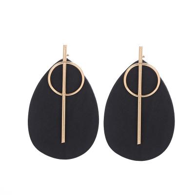 China 2021 hot fall and winter all-match fashion Amazon sale fashion all-match earrings creative environmental friendly wooden dangling earrings women ellipse earrings for sale