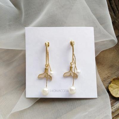 China Fast Delivery YULUCH Fashion Epoxy Long Tail Korean Pearl Tassel Drop Women Gold Earrings For Party Gifts for sale