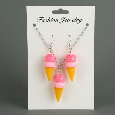 China YULUCH New Wholesale Fashion Environmental Friendly Design Ice Cream Earrings Necklace Set For Women Girls Jewelry Set for sale