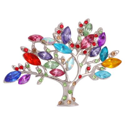 China YULUCH Elegant Hot Sale Tree Shape Crystal Rhinestone Alloy Korean Brooches Pin For Party for sale